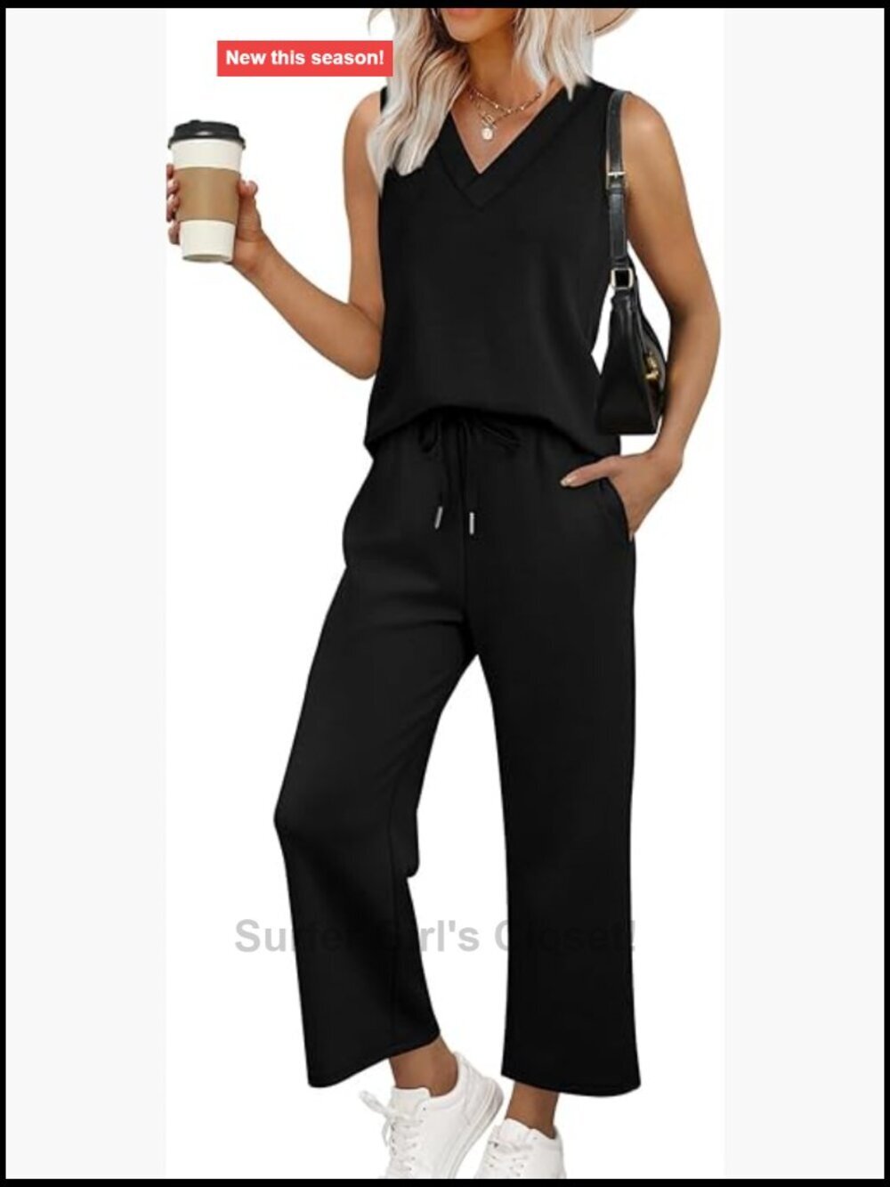 Two Piece Lounge Sets for Women - Wide Leg Crop Pants Vacation Travel Outfits